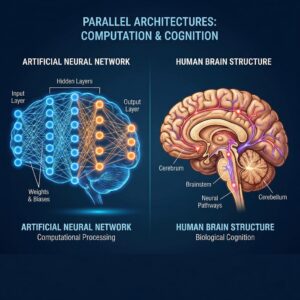 Comparison between artificial intelligence neural network and human brain structure