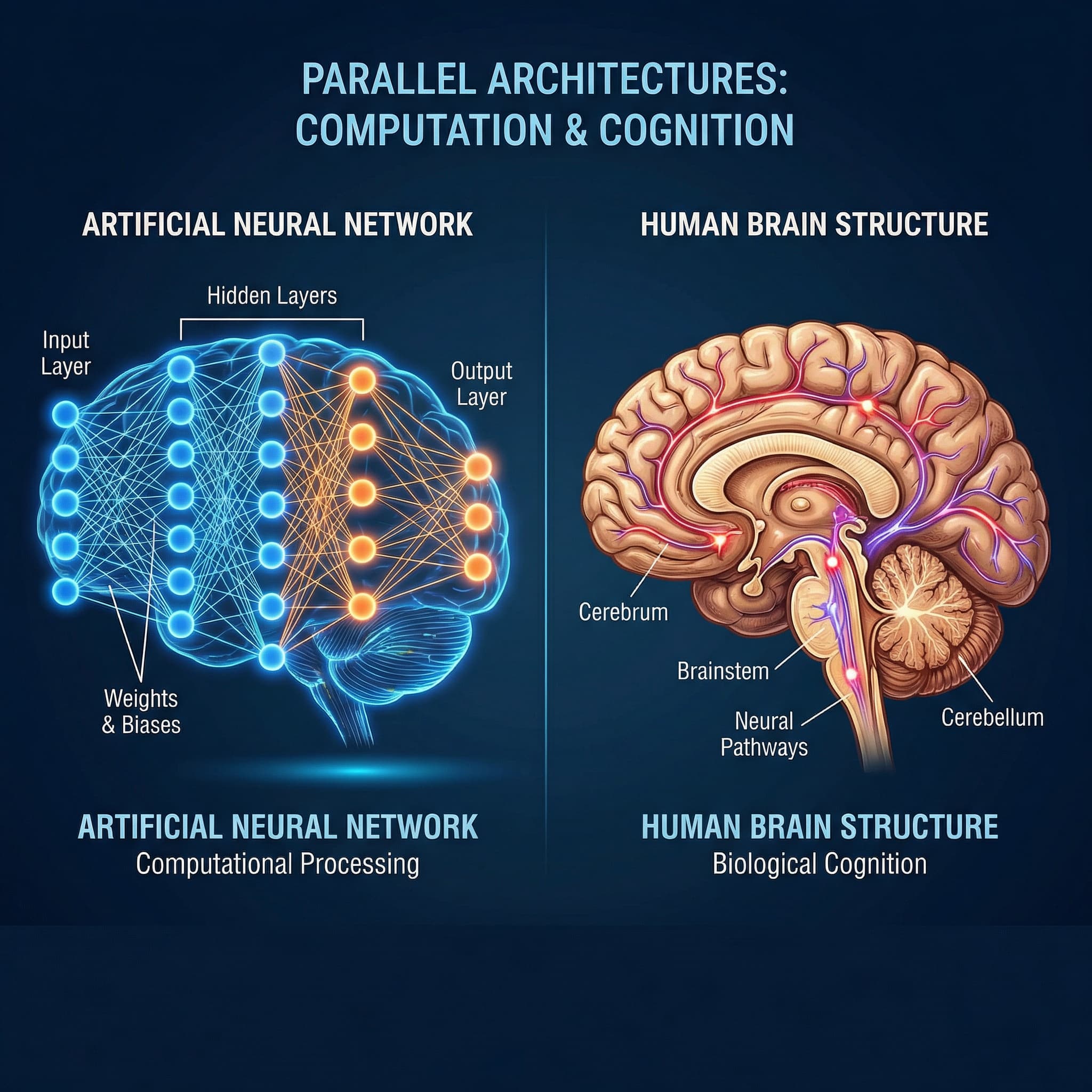 Comparison between artificial intelligence neural network and human brain structure