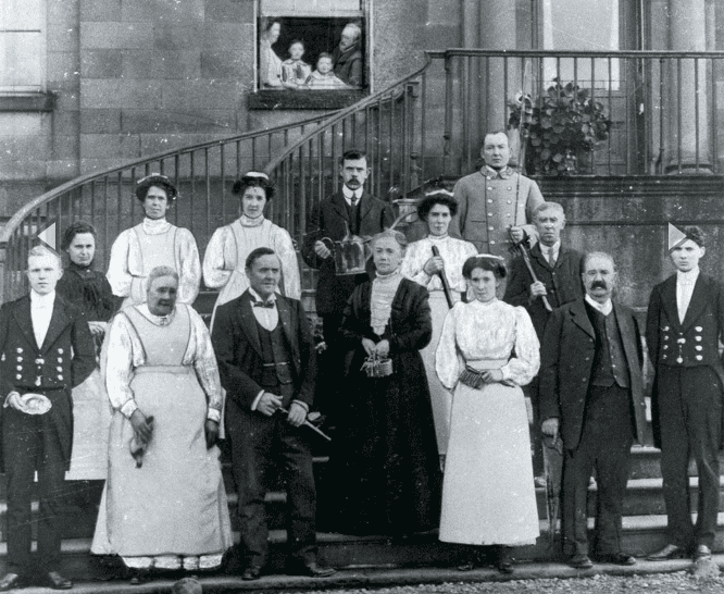Vintage photography of Gilded age mansion servants in the basement