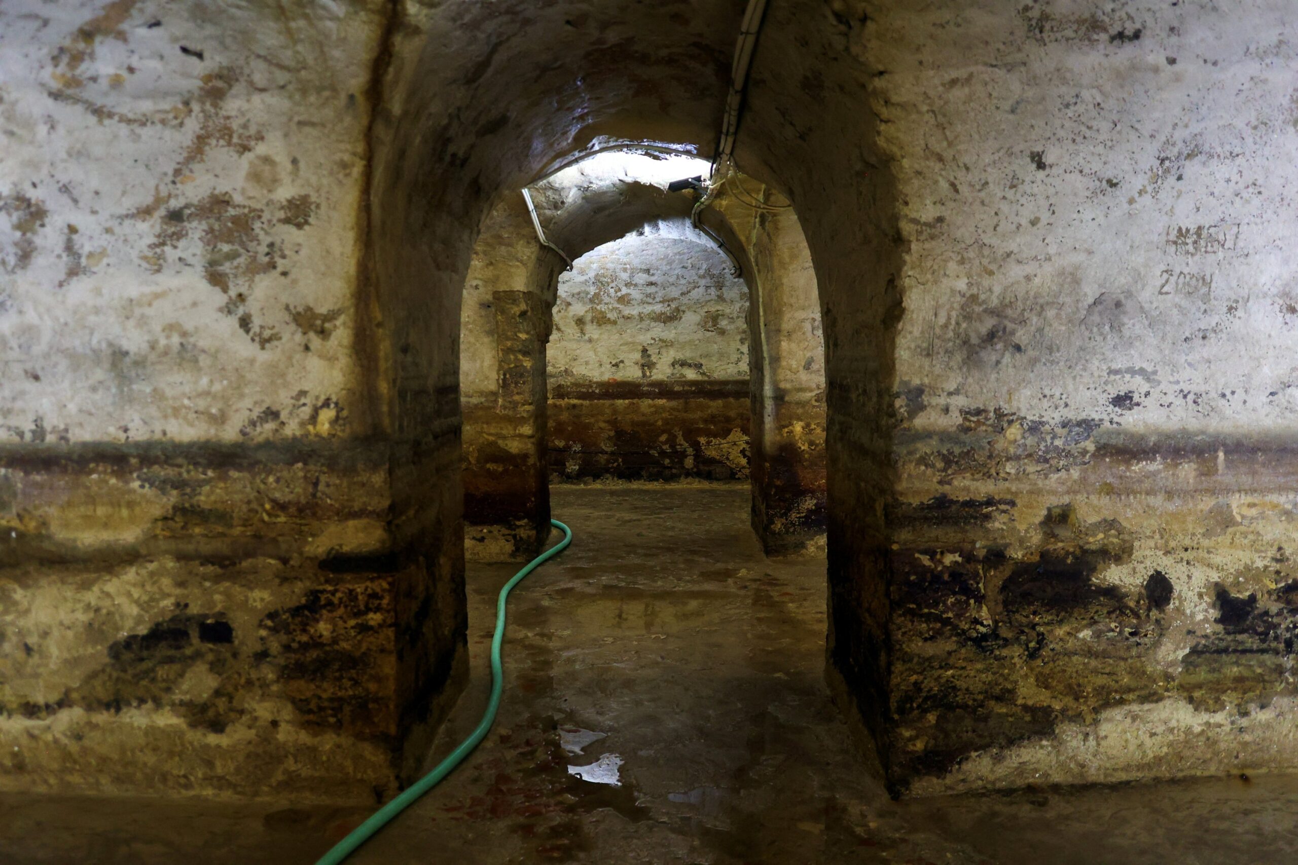 Subterranean Roman Structural Vaults Subterranean stone vaulted chambers and masonry tunnels from a 2000 year old Roman structural framework beneath urban streets