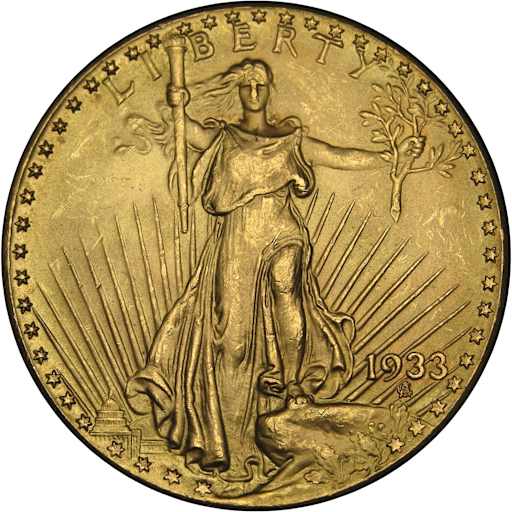 1933 Double Eagle $20 gold coin — Liberty head obverse, only 20 exist worldwide, sold $18.9M at Sotheby's 2021