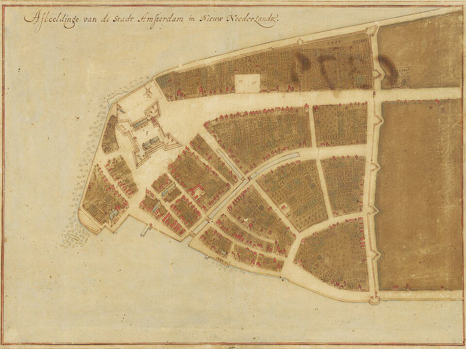 The 1660 Castello Plan of New Amsterdam showing the layout of the Dutch settlement