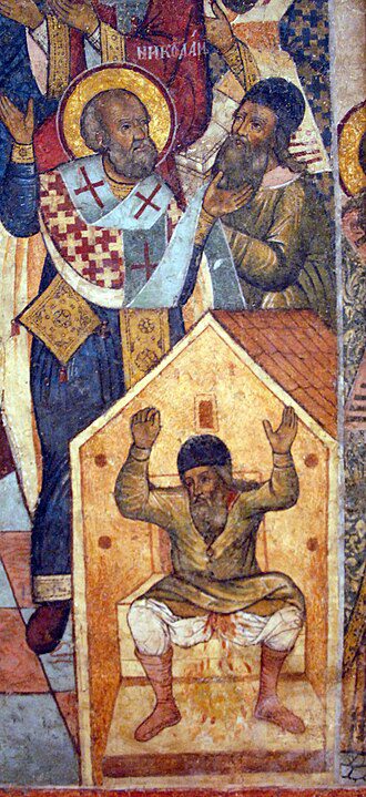 Depiction of a religious council scene representing 4th-century theological debate in the Roman Empire