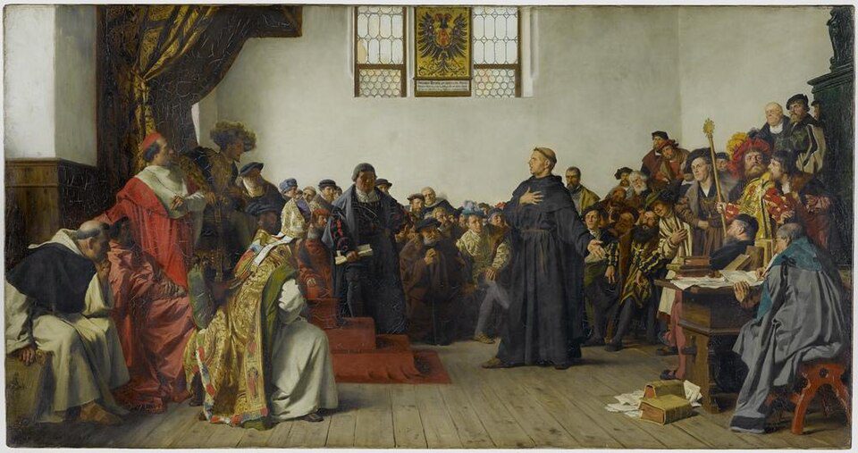 Anton von Werner painting depicting Martin Luther defending his positions before the Diet of Worms