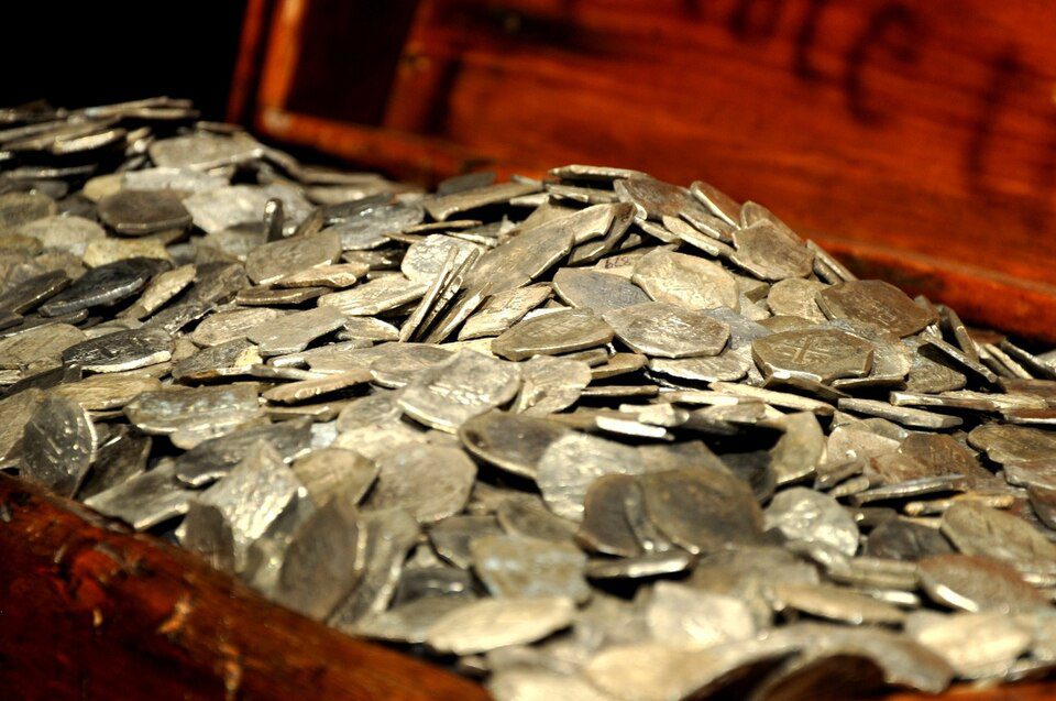 Gold coins recovered from the wreck of the Whydah Gally, a pirate ship that sank off Cape Cod in 1717