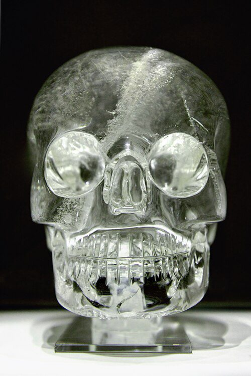 Quartz crystal skull displayed at the British Museum