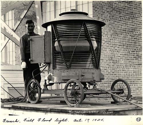 Airfield floodlight installation used for emergency night landings along the airmail route near Omaha