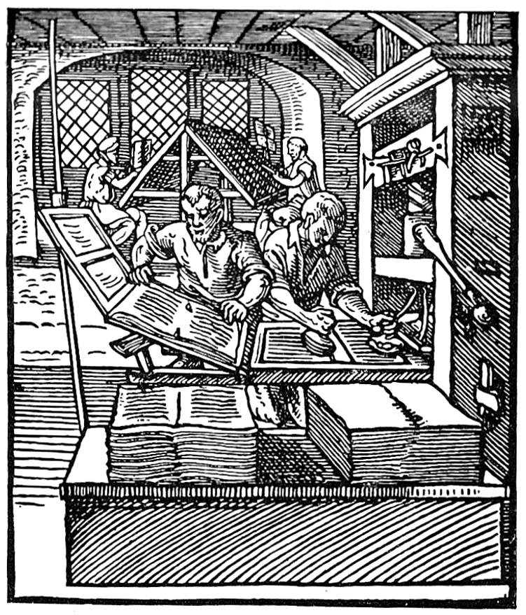 Historical printing press used to produce books, pamphlets, and underground publications