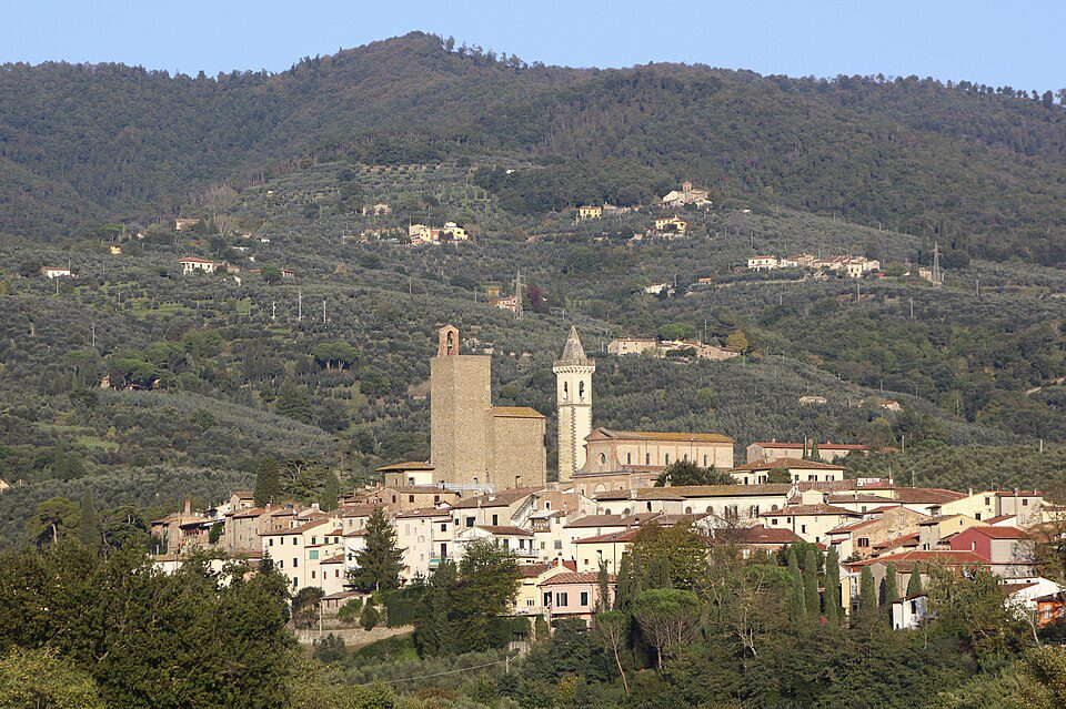 The hilltop village of Vinci in Tuscany, Italy, birthplace of Leonardo da Vinci