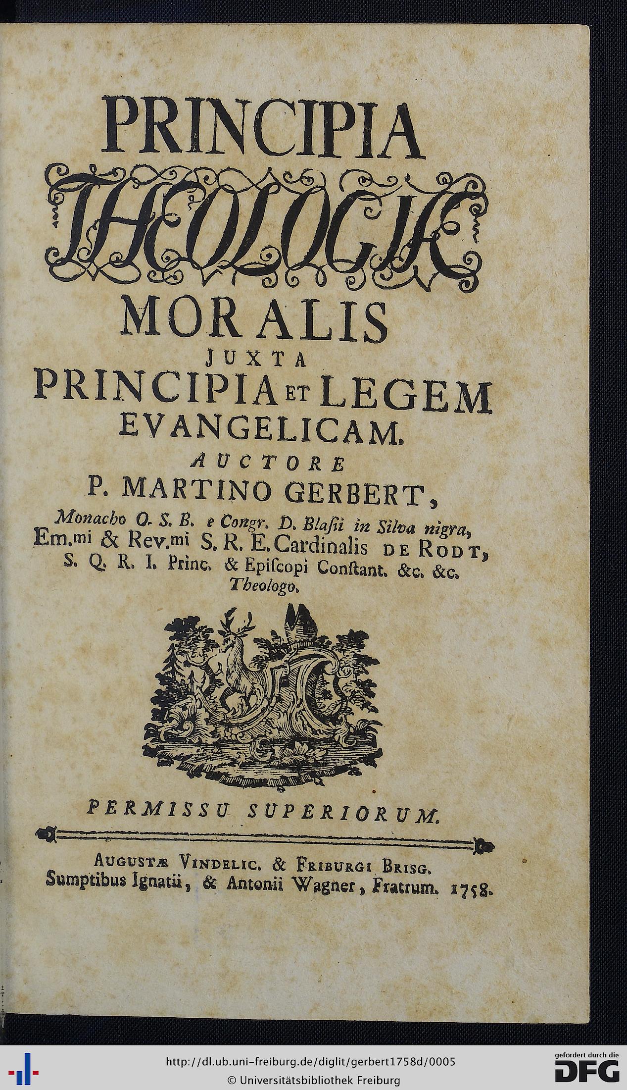 Title page of a 1758 printed monograph