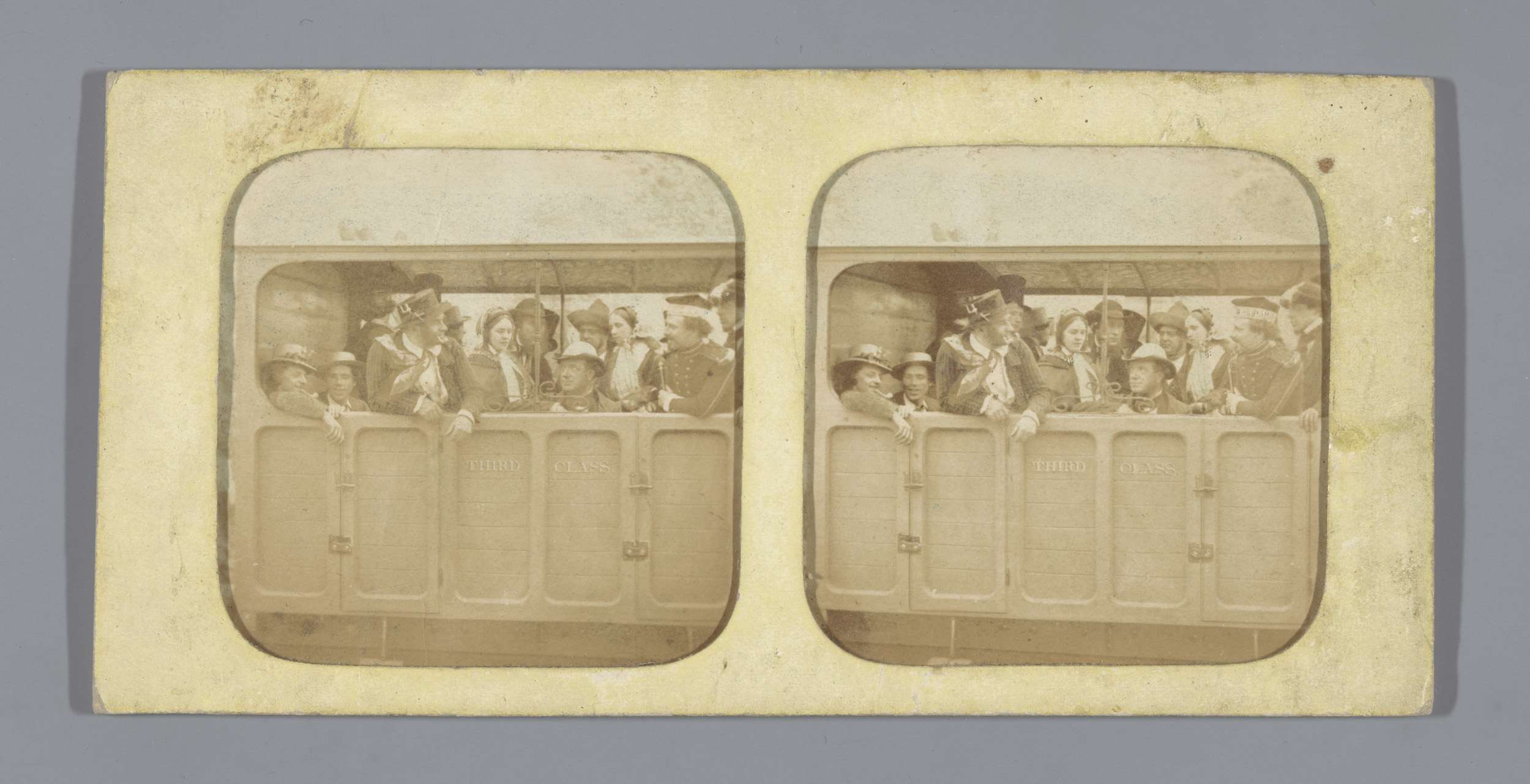 19th-century railway scene shown in a historical stereograph