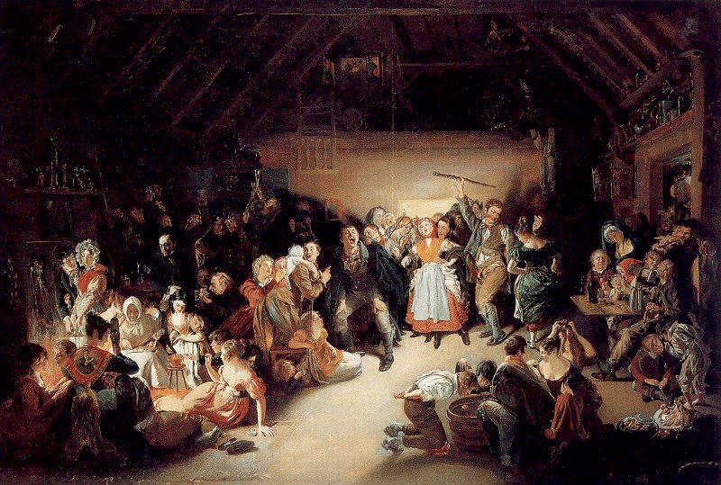 Daniel Maclise's 1833 Snap-Apple Night depicting an Irish Hallowe'en gathering