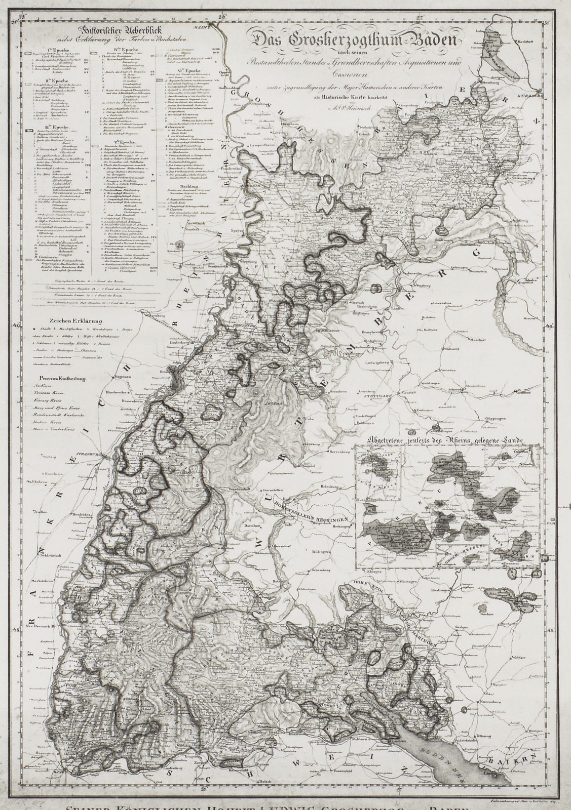 1819 historical map of the Grand Duchy of Baden
