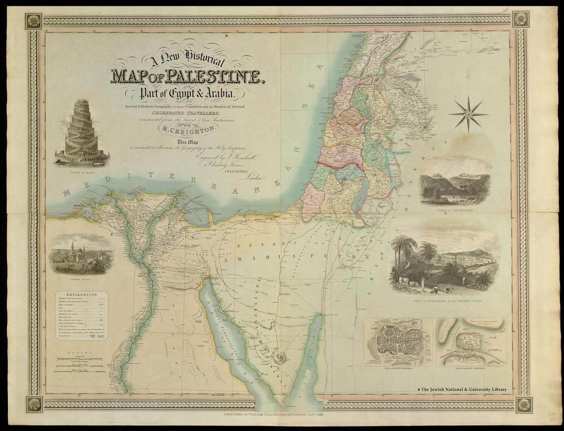 1839 historical map of Palestine and Egypt
