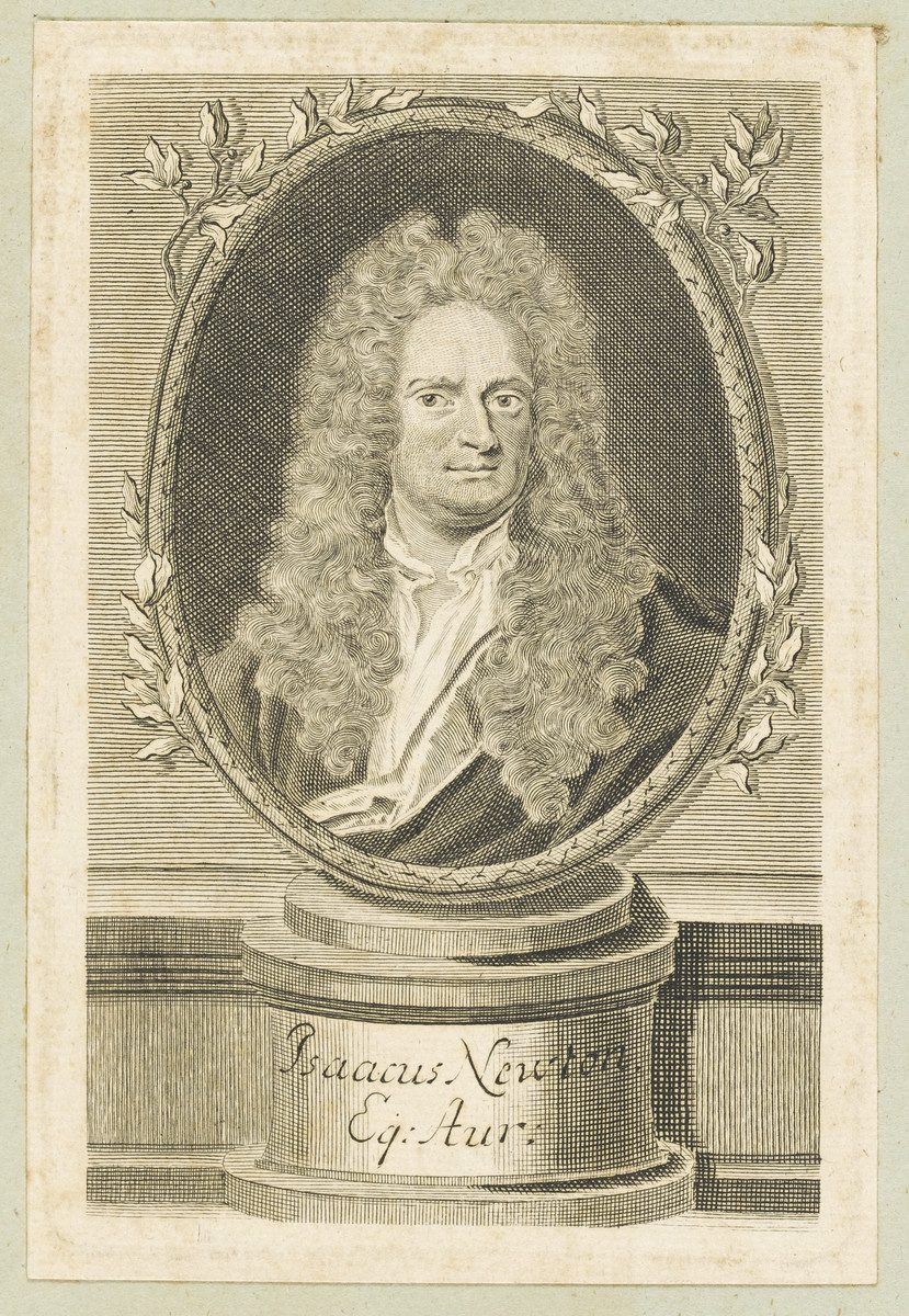Historical engraved portrait of Isaac Newton
