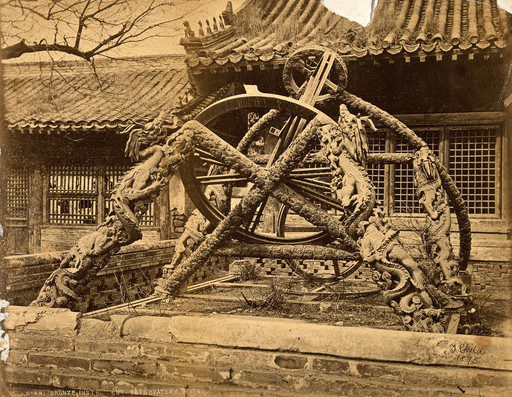 Dragon-cast bronze mounts of an astronomical instrument