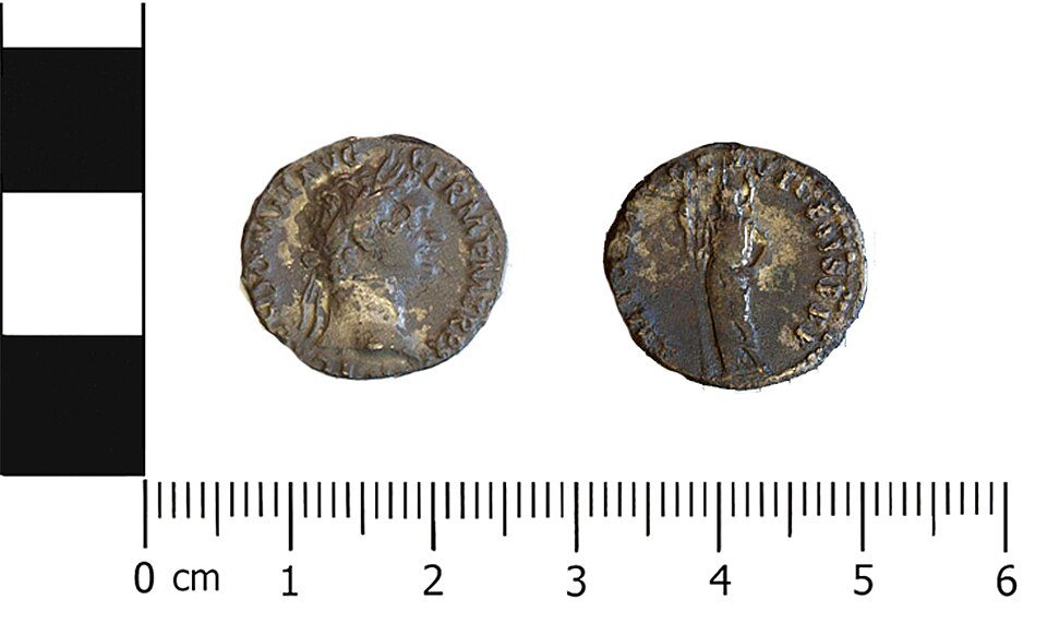 Pile of silver Roman denarii coins