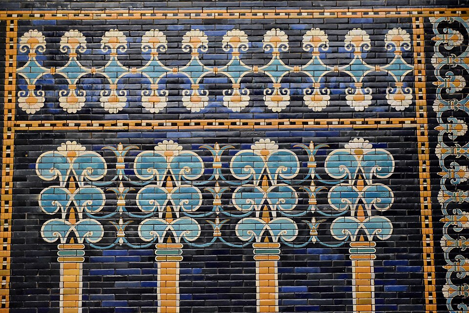 Detail of the blue glazed bricks and auroch on the Ishtar Gate.