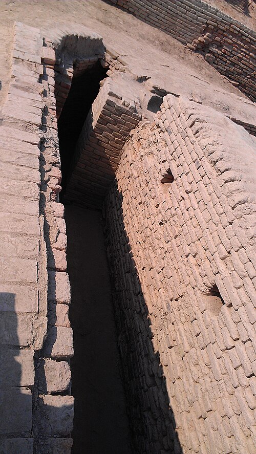 Covered brick street drains in the ruins of Mohenjo-daro.