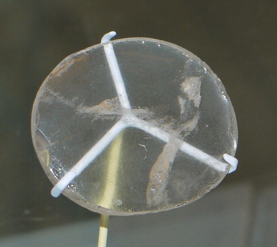 Small oval piece of ground rock crystal with a slightly convex surface